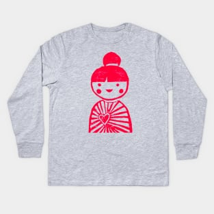 bespokentoken kokeshi print Kids Long Sleeve T-Shirt